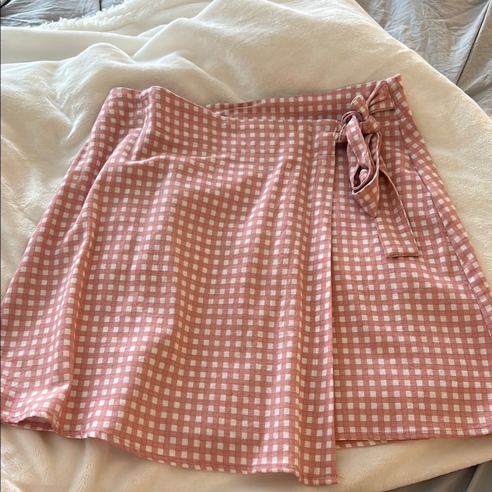 Cotton On Pink Checkered A-Line Skirt